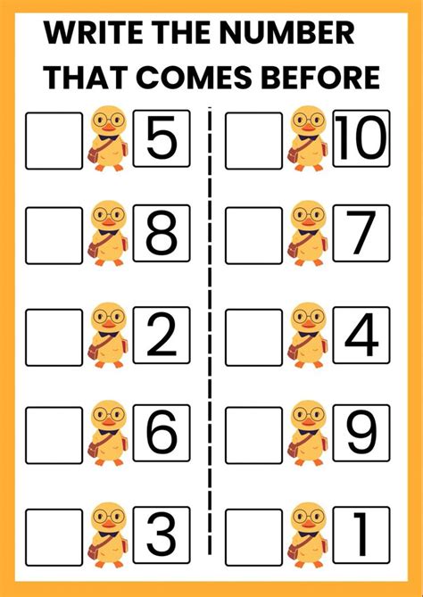 What Comes Before Worksheet