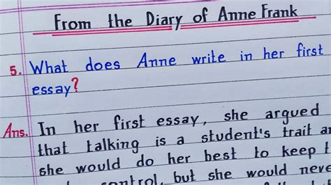 What Does Anne Write In Her First Essay