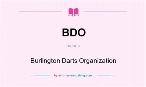 what does bdo stand for in darts