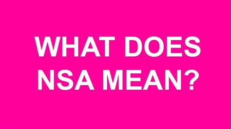 what does nsa hookup mean