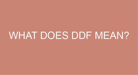 what dose ddf mean on online dating