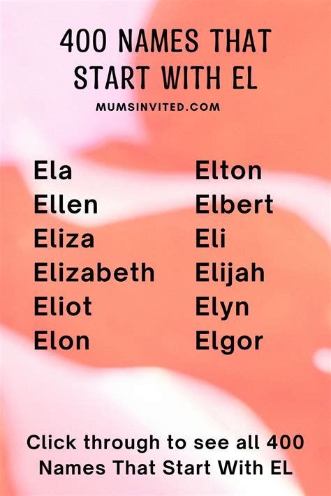 what girl names start with el