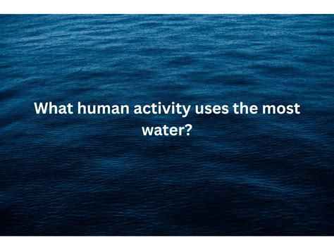 What Human Activity Uses The Most Water Worldwide