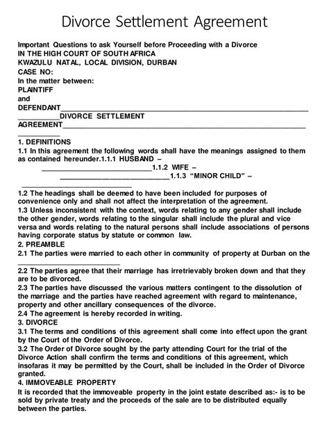 what is a divorce proposal letter sample