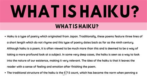 What Is A Haiku Definition Examples Of Haiku Haiku Writing - Haiku Writing