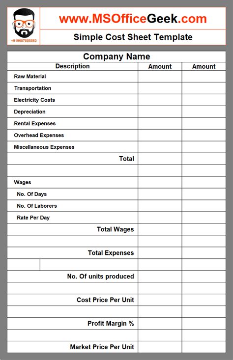 What Is Cost Sheet