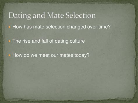 what is dating and mate selection
