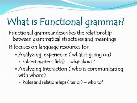 what is functional grammar in english