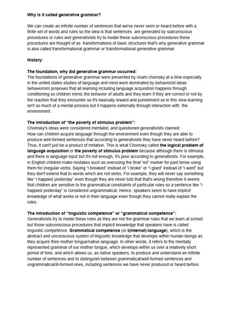 what is generative grammar pdf