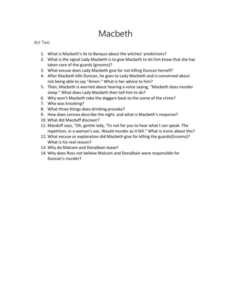 What Is Macbeth S Lie To Banquo About The Witches Predictions