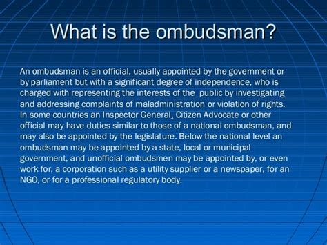 what is ombudsman law