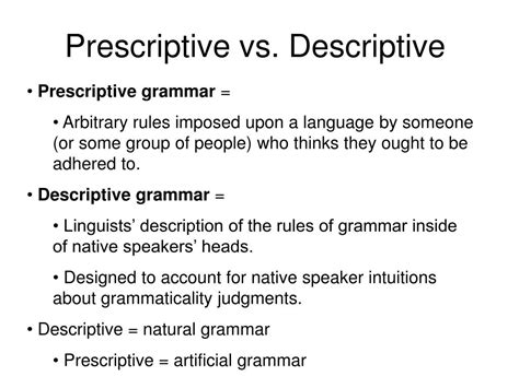 what is prescriptive language