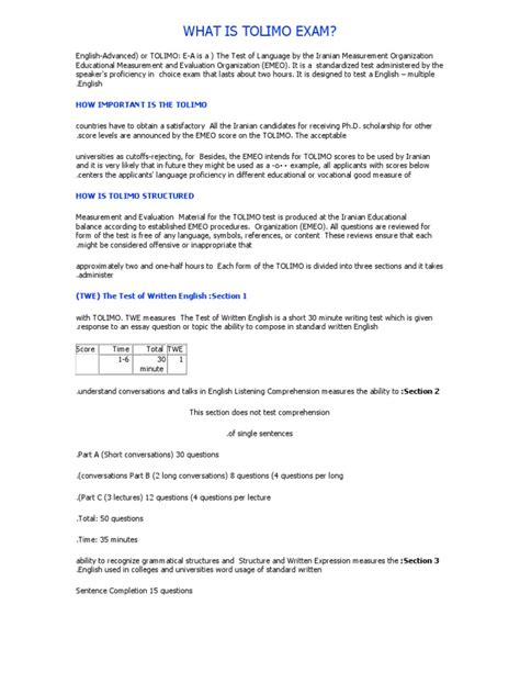 What Is Tolimo Exam