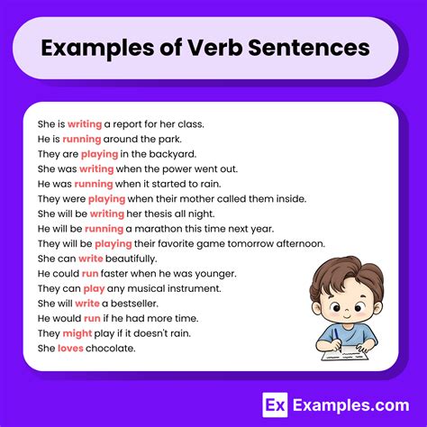 what is verb example with sentence