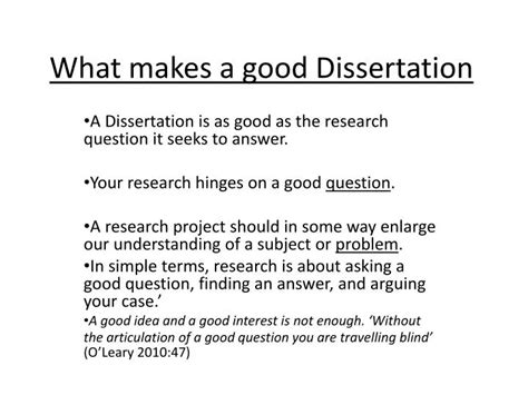 what makes a good dissertation question examples
