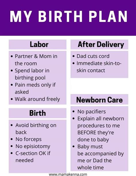 what should a birth plan include