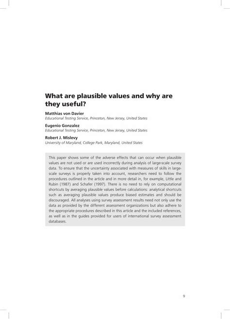 Read Online What Are Plausible Values And Why Are They Useful 