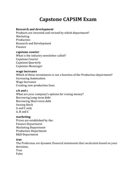 Read Online What Are The Answers To Capsim Capstone Quiz 