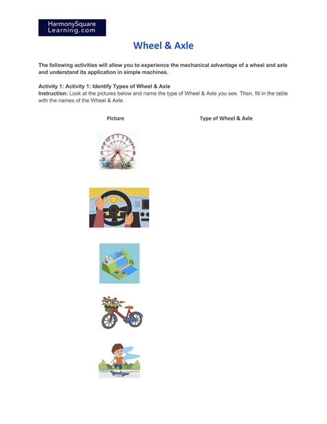 Wheel And Axle Harmony Square Learning Wheel And Axle Worksheet - Wheel And Axle Worksheet