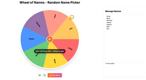 Wheel Of Names Random Name Picker