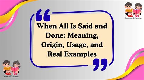 When All Is Said