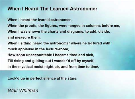 When I Heard The Learn'd Astronomer