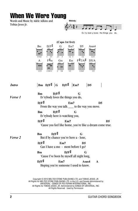 When We Were Young Chords