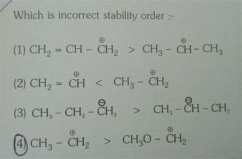 Which Is Incorrect Stability Order