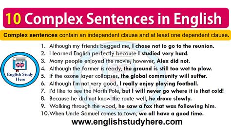 which sentences are complex sentences check all that apply