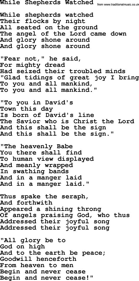 While Shepherds Watched Lyrics