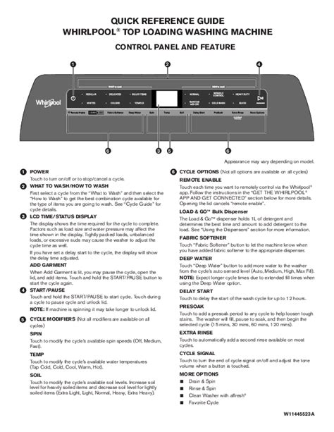 Whirlpool Washing Machine Instructions