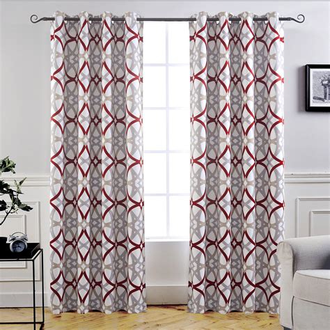 White And Red Bedroom Curtains