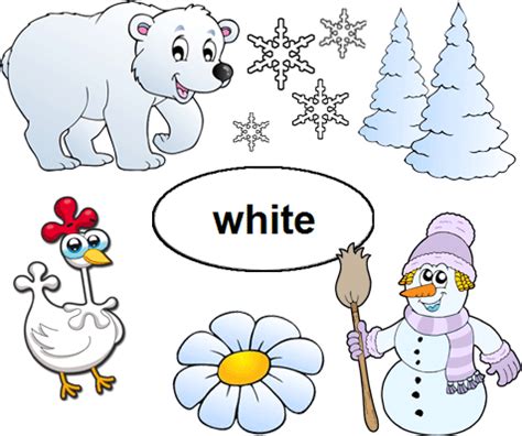 white colour objects for kids