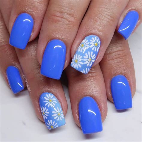 White Flowers On Blue Mariu0027s Nail Polish Blog White Nails With Blue Flowers - White Nails With Blue Flowers