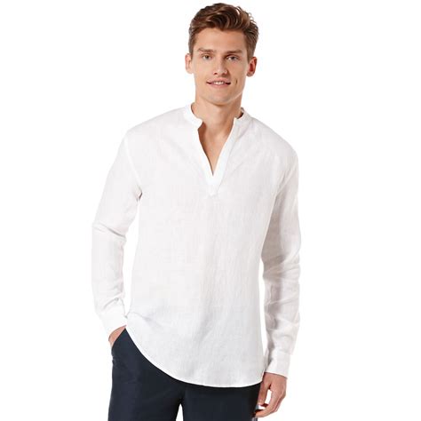 White Long Sleeve Linen Shirt Mens