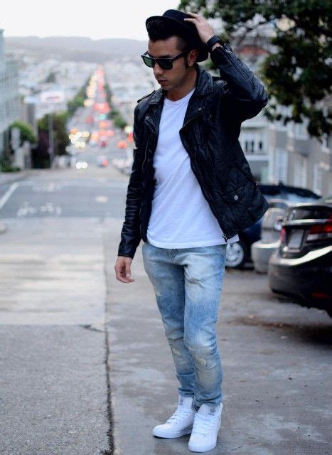 white t shirt black jacket mafw