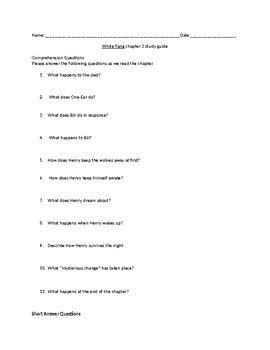 Read White Fang Study Guide Questions Answers 