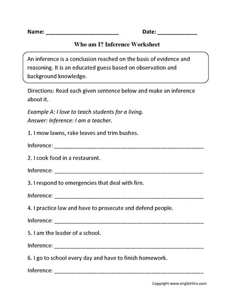 Who Am I Inference Worksheet For 4th And Inference Worksheet 5th Grade - Inference Worksheet 5th Grade