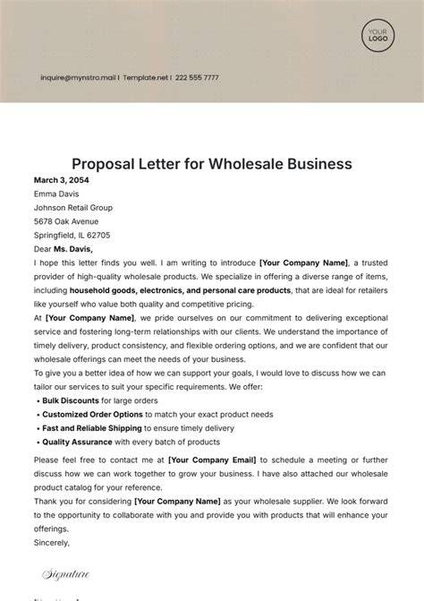 wholesale proposal letter