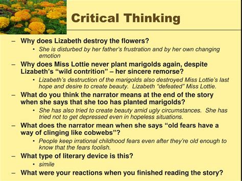 Why Does Lizabeth Destroy The Marigolds
