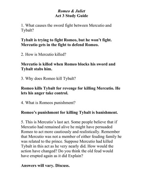 Why Does Romeo Kill Tybalt