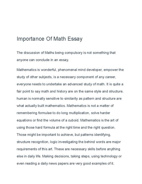 Why Is Math Important Essay