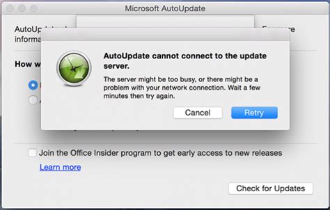 why is microsoft autoupdate on my mac not working