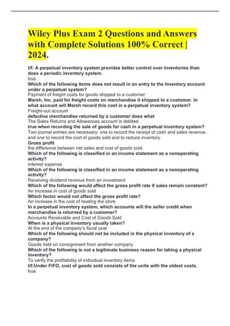 Wiley Plus Answers