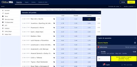 william hill f&uacute;tbol en directo!