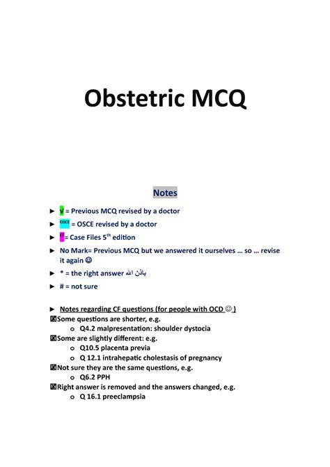 william obstetric mcq