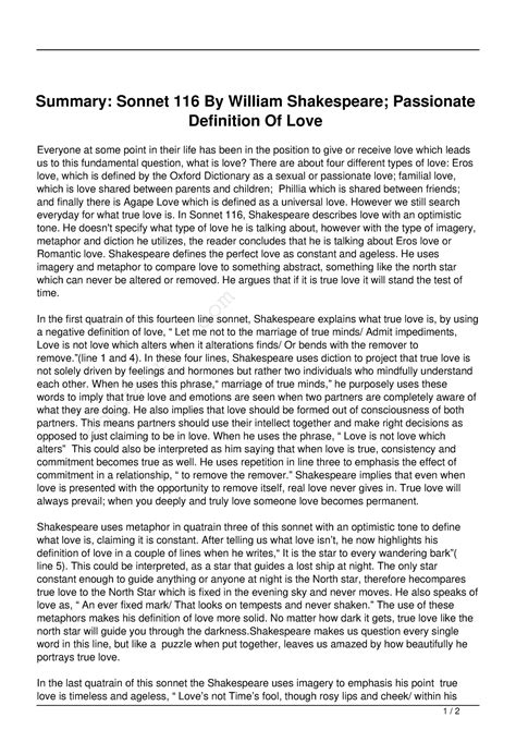 Read William Shakespeare Sonnets Summary 