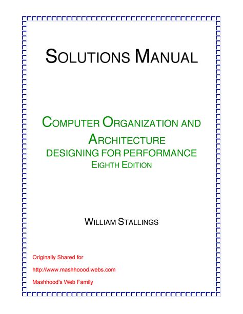 Full Download William Stallings Computer Organization And Architecture 8Th Edition Solution Manual 