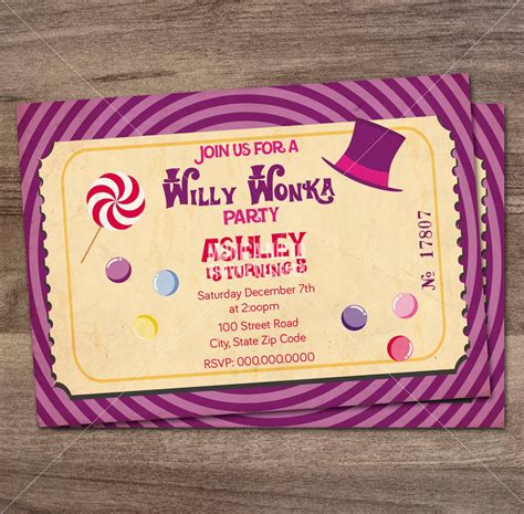 Willy Wonka Birthday Invitations