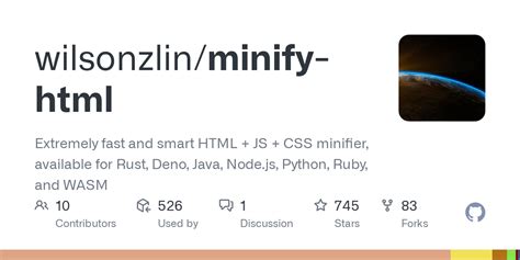 wilsonzlin/minify-html: Extremely fast and smart HTML - GitHub